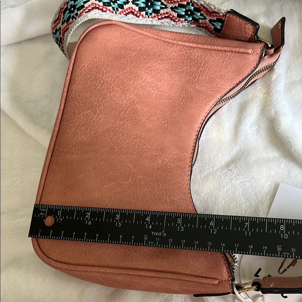Free With Purchase! 2-in-1 Rose-Tan Crossbody Bag with Patterned Strap - Picture 9 of 9